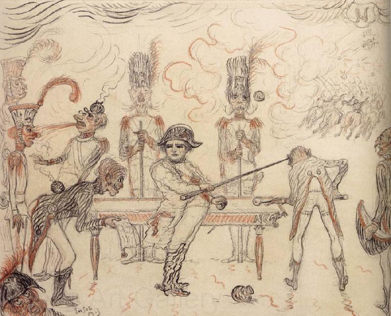James Ensor Napoleon Playing Billiards Norge oil painting art